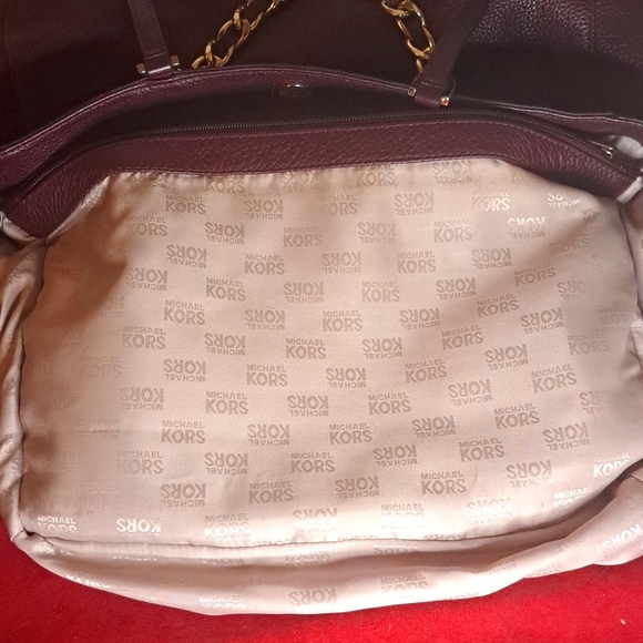 🎆SALE Michael Kors Burgundy/Merlot Pebble Leather Shoulder/Sat… - Picture 11 of 15